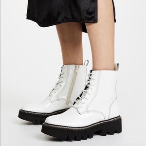 Jeffrey Campbell Agira White Leather Combat Boot